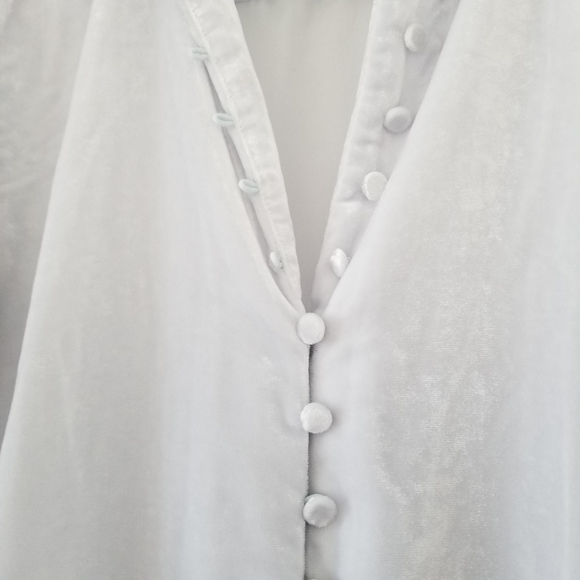 🌸 J. Crew Silver Velvet Covered Button Down Long Sleeve Shirt Top Size XS - Picture 7 of 14